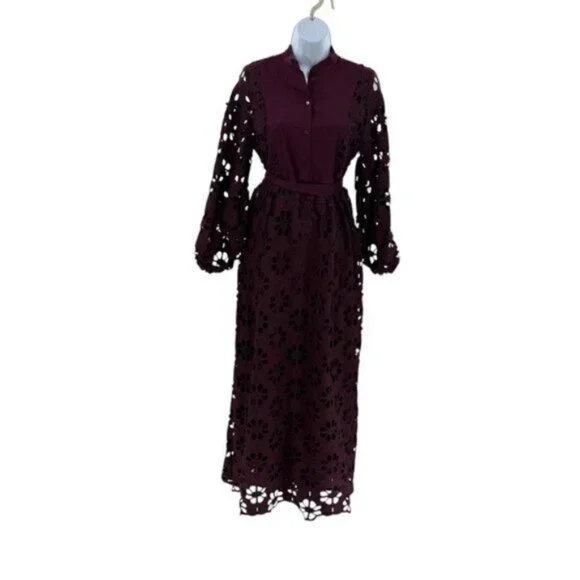 Tuckernuck NEW Merlot Lace Calliope Long Sleeve Chic Maxi Dress Size XL - Picture 5 of 12